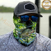 Maxcorners Fishing Neon Green Honeycomb Water Splash 3D Neck Gaiter (13 Fish Species)