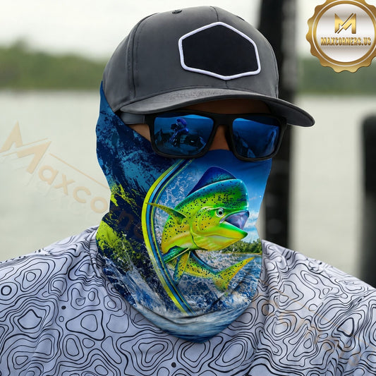 Maxcorners Fishing Mahi Mahi Tropical Water Splash 3D Neck Gaiter