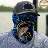 Maxcorners Fishing Blue Flame Golden Pattern 3D Neck Gaiter (13 Fish Species)