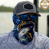 Maxcorners Fishing Blue Flame Golden Pattern 3D Neck Gaiter (13 Fish Species)