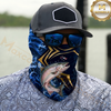 Maxcorners Fishing Blue Flame Golden Pattern 3D Neck Gaiter (13 Fish Species)