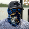 Maxcorners Fishing Blue Flame Golden Pattern 3D Neck Gaiter (13 Fish Species)