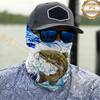 Maxcorners Fishing Water Splash Blue Fish Pattern 3D Neck Gaiter (13 Fish Species)