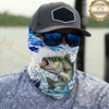 Maxcorners Fishing Water Splash Blue Fish Pattern 3D Neck Gaiter (13 Fish Species)