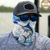 Maxcorners Fishing Water Splash Blue Fish Pattern 3D Neck Gaiter (13 Fish Species)