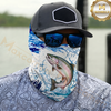 Maxcorners Fishing Water Splash Blue Fish Pattern 3D Neck Gaiter (13 Fish Species)