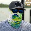 Maxcorners Fishing Green Camo Water Splash 3D Neck Gaiter (13 Fish Species)