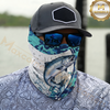 Maxcorners Fishing Blue Camo Water Splash 3D Neck Gaiter (13 Fish Species)