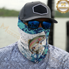 Maxcorners Fishing Blue Camo Water Splash 3D Neck Gaiter (13 Fish Species)