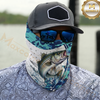 Maxcorners Fishing Blue Camo Water Splash 3D Neck Gaiter (13 Fish Species)