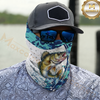 Maxcorners Fishing Blue Camo Water Splash 3D Neck Gaiter (13 Fish Species)