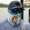 Maxcorners Fishing Blue Camo Water Splash 3D Neck Gaiter (13 Fish Species)