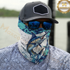 Maxcorners Fishing Blue Camo Water Splash 3D Neck Gaiter (13 Fish Species)