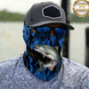 Maxcorners Fishing Blue Flame Pattern 3D Neck Gaiter (13 Fish Species)