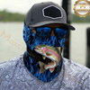 Maxcorners Fishing Blue Flame Pattern 3D Neck Gaiter (13 Fish Species)