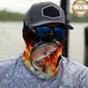 Maxcorners Fishing Fire Flame Background 3D Neck Gaiter (13 Fish Species)