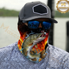 Maxcorners Fishing Fire Flame Background 3D Neck Gaiter (13 Fish Species)