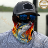 Maxcorners Fishing Fire Flame Background 3D Neck Gaiter (13 Fish Species)