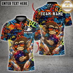 Maxcorners Bowling Graffiti Monkey Bowling Ball Street Art Multicolor Customized Name, Team Name 3D Shirt