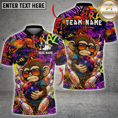 Maxcorners Bowling Graffiti Monkey Bowling Ball Street Art Multicolor Customized Name, Team Name 3D Shirt