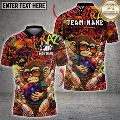 Maxcorners Bowling Graffiti Monkey Bowling Ball Street Art Multicolor Customized Name, Team Name 3D Shirt