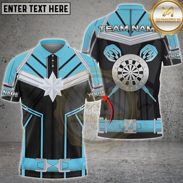 Maxcorners Darts Target Crown Black Blue Sport Design Personalized Name 3D Unisex Shirt