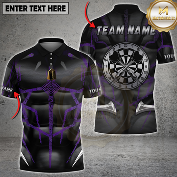 Maxcorners Darts Purple Muscle Power Dartboard Personalized Name, Team Name 3D Shirt