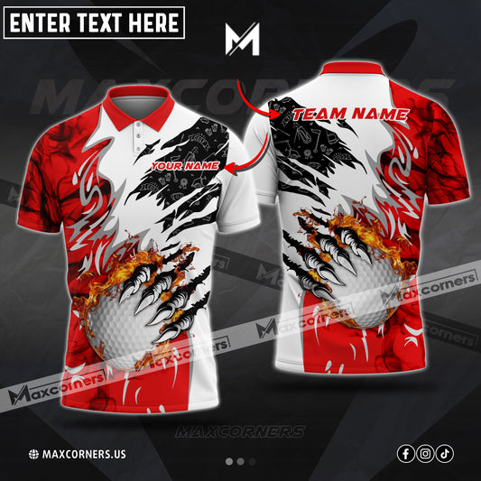 MaxCorners Customized Name Plame Monster Hand Premium Golf Multicolor Option Custom 3D Polo Shirt