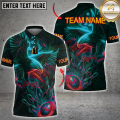 Maxcorners Bowling Eagle Neon Style Multicolor Customized Name, Team Name 3D Shirts