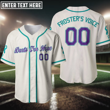 Maxcorners Custom Cream Purple-Teal Authentic Baseball Jersey For Darts For Hope
