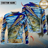 Maxcorners Fishing Yellow Blue Lightning Pattern Design Custom Name & Team Name 3D Shirts