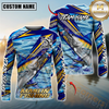 Maxcorners Fishing Yellow Blue Lightning Pattern Design Custom Name & Team Name 3D Shirts