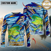 Maxcorners Fishing Yellow Blue Lightning Pattern Design Custom Name & Team Name 3D Shirts