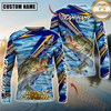 Maxcorners Fishing Yellow Blue Lightning Pattern Design Custom Name & Team Name 3D Shirts