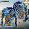 Maxcorners Fishing Yellow Blue Lightning Pattern Design Custom Name & Team Name 3D Shirts