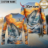 Maxcorners Fishing Ocean Sunset Wave Custom Name & Team Name 3D Shirts