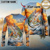 Maxcorners Fishing Ocean Sunset Wave Custom Name & Team Name 3D Shirts