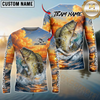 Maxcorners Fishing Ocean Sunset Wave Custom Name & Team Name 3D Shirts