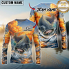 Maxcorners Fishing Ocean Sunset Wave Custom Name & Team Name 3D Shirts