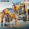 Maxcorners Fishing Ocean Sunset Wave Custom Name & Team Name 3D Shirts