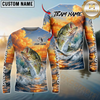 Maxcorners Fishing Ocean Sunset Wave Custom Name & Team Name 3D Shirts