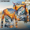 Maxcorners Fishing Ocean Sunset Wave Custom Name & Team Name 3D Shirts