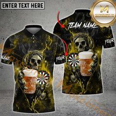 Maxcorners Darts Skull And Beer Multicolor Customized Name, Team Name 3D Shirts