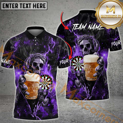 Maxcorners Darts Skull And Beer Multicolor Customized Name, Team Name 3D Shirts