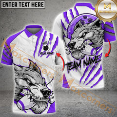Maxcorners Bowling Wolf Strike Power Multicolor Customized Name, Team Name 3D Shirts