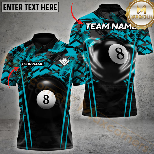 Maxcorners Billiard Crimson Cue Clash Multicolor Personalized Name 3D Shirt