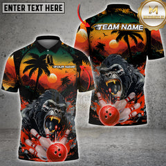 Maxcorners Bowling Gorilla Strike Multicolor Customized Name, Team Name 3D Shirts