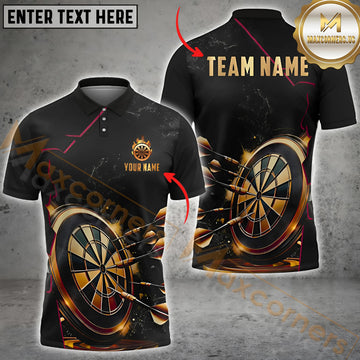 Maxcorners Golden Darts Jersey Multicolor Option Customized Name, Team Name 3D Polo Shirt