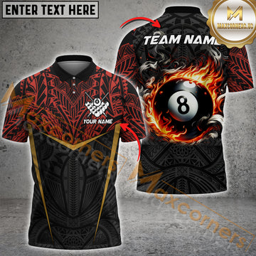 Maxcorners Billiard Inferno 8 Ball Multicolor Customized Name, Team Name 3D Shirts