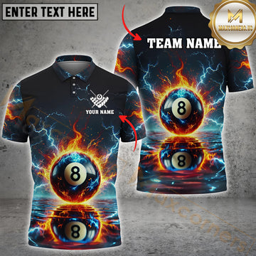 Maxcorners Billiard Ball 8 Pool Thunder Lightning Multicolor Options Personalized Name, Team Name 3D Shirt